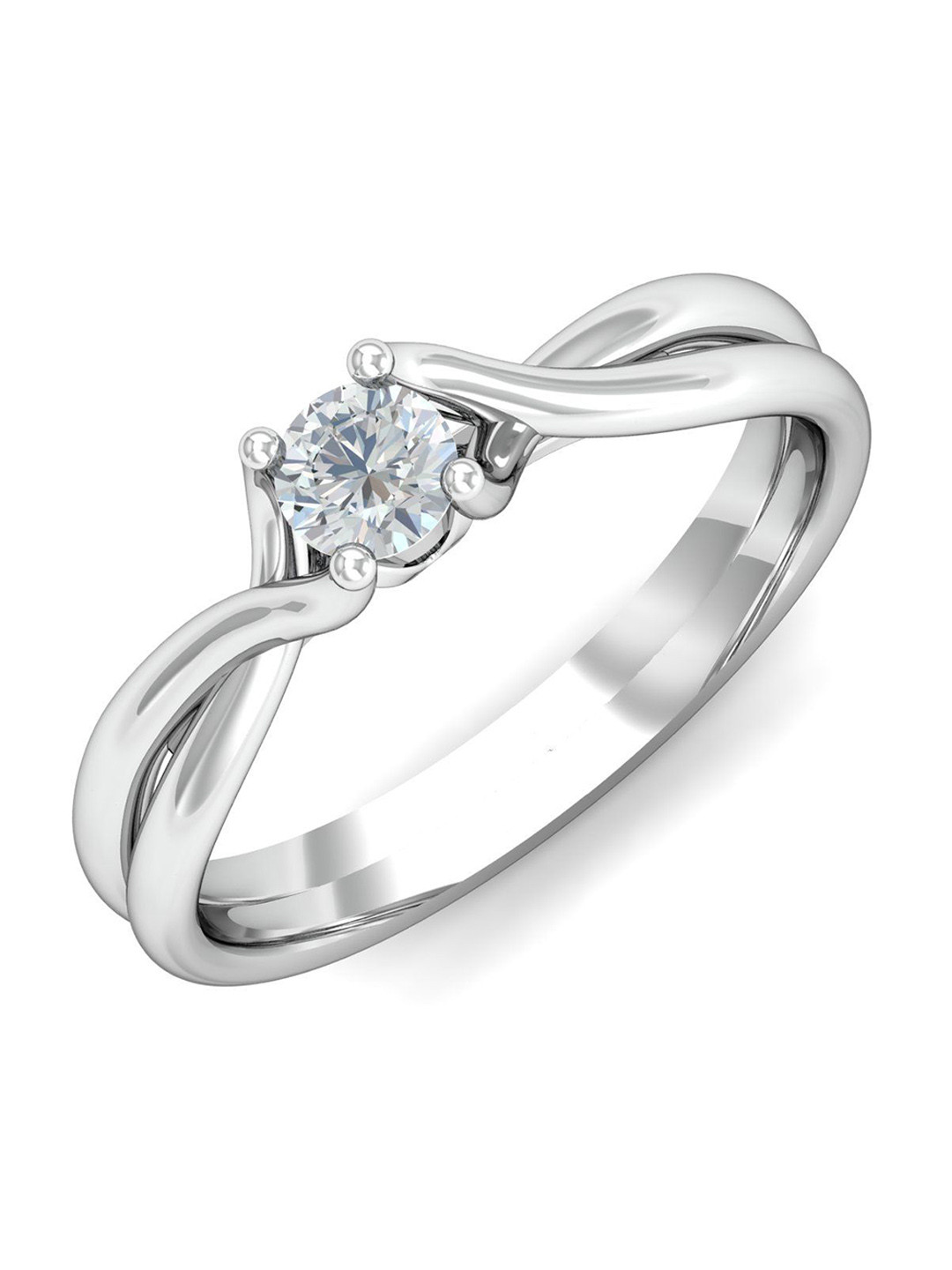 

KUBERBOX Domenica Solitaire 18KT White Gold Diamond-Studded Finger Ring-4.05gm, Silver