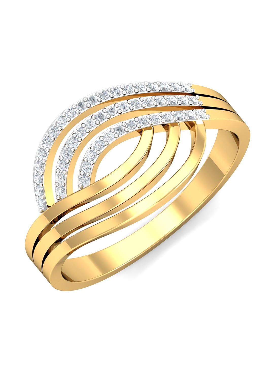 

KUBERBOX Broad 18KT Gold Diamond Studded Finger Ring- 2.57gm