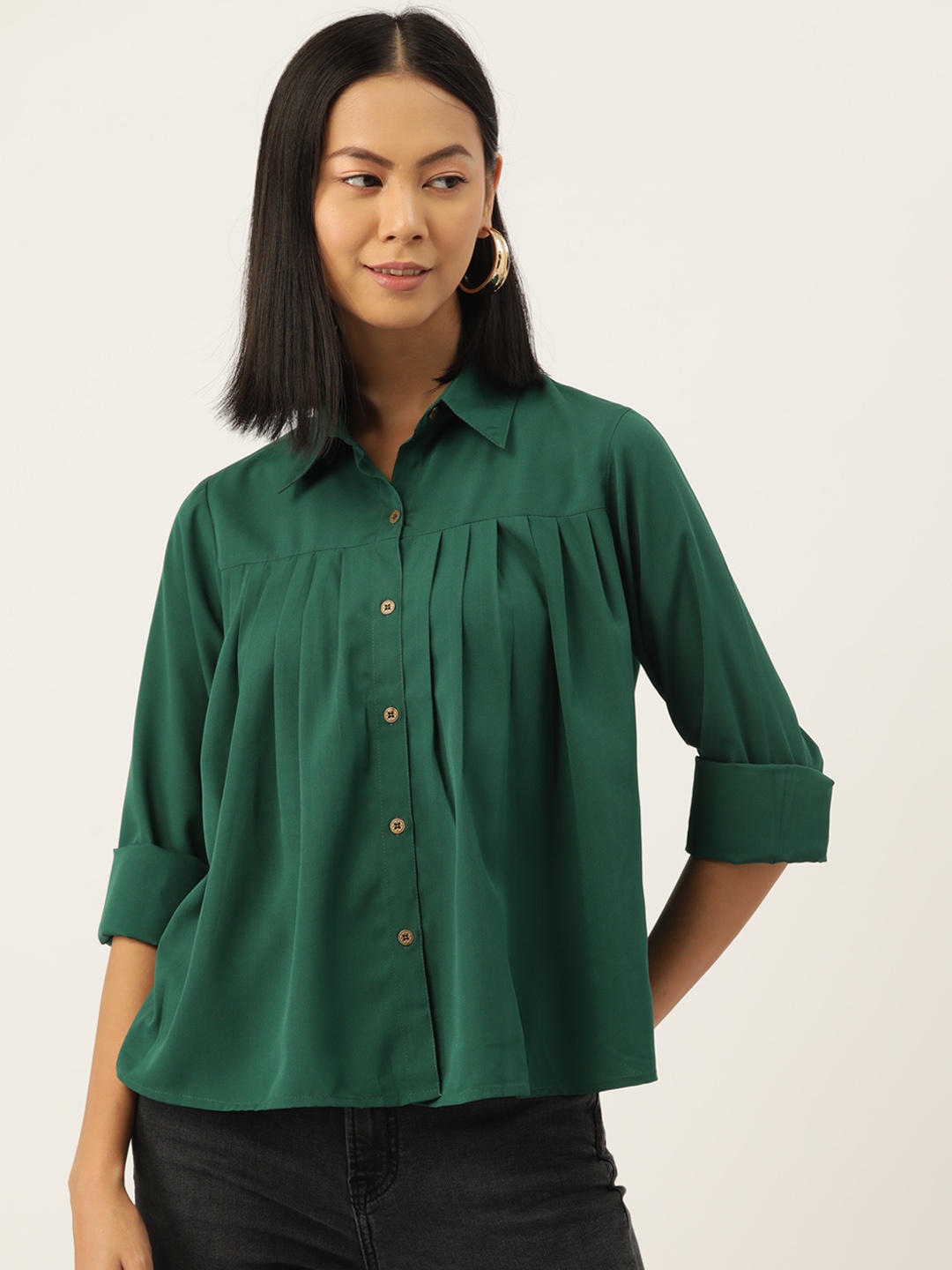 

Slenor Women Classic Opaque Casual Shirt, Teal