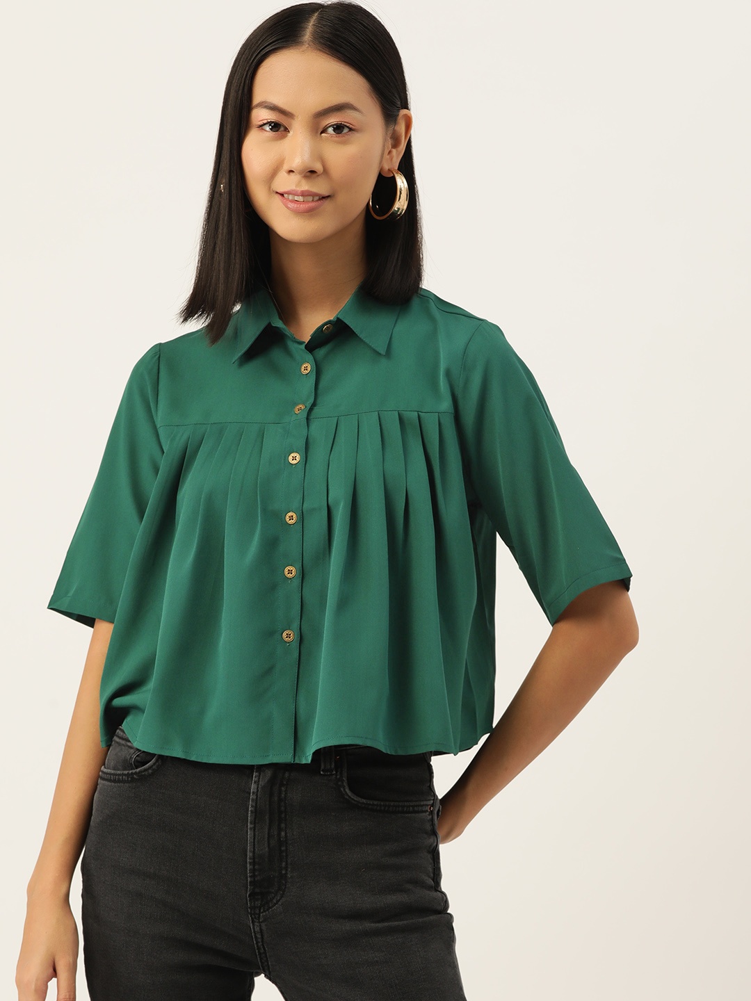 

Slenor Women Classic Opaque Casual Shirt, Teal