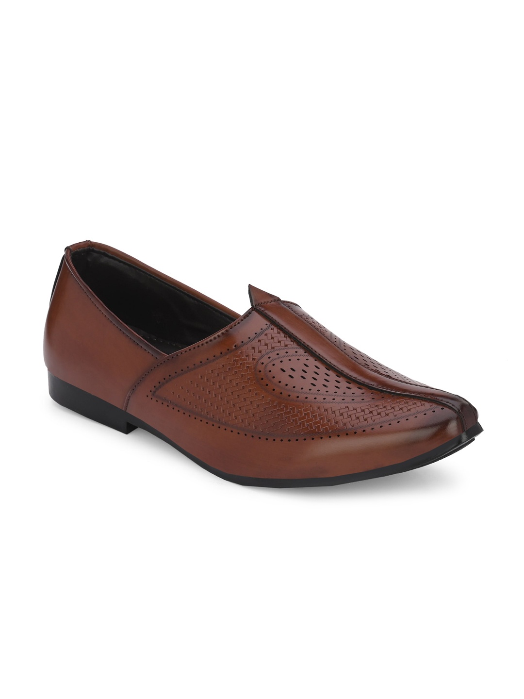

Azzaro Black Men Perforated Lightweight Mojaris, Brown