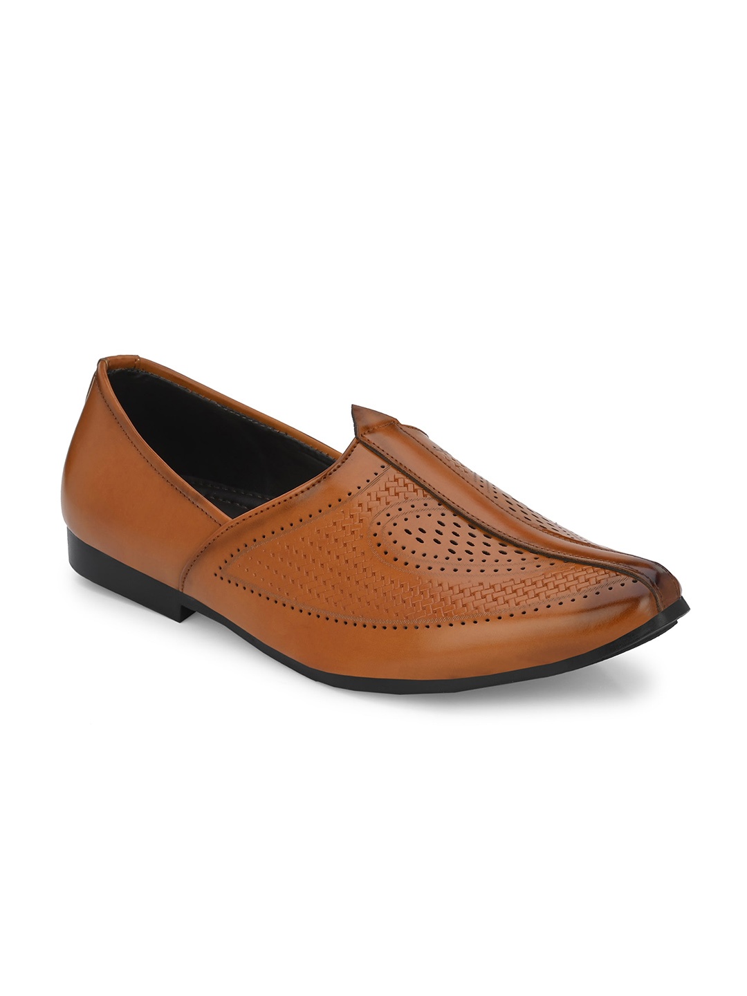 

Azzaro Black Men Perforated Mojaris, Tan