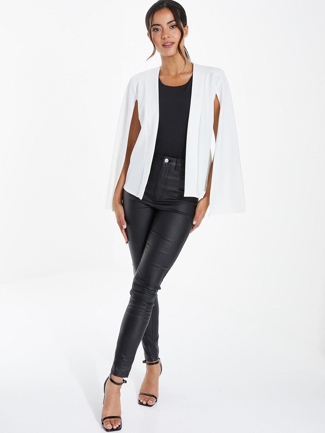 

QUIZ Longline Open Front Jacket, White
