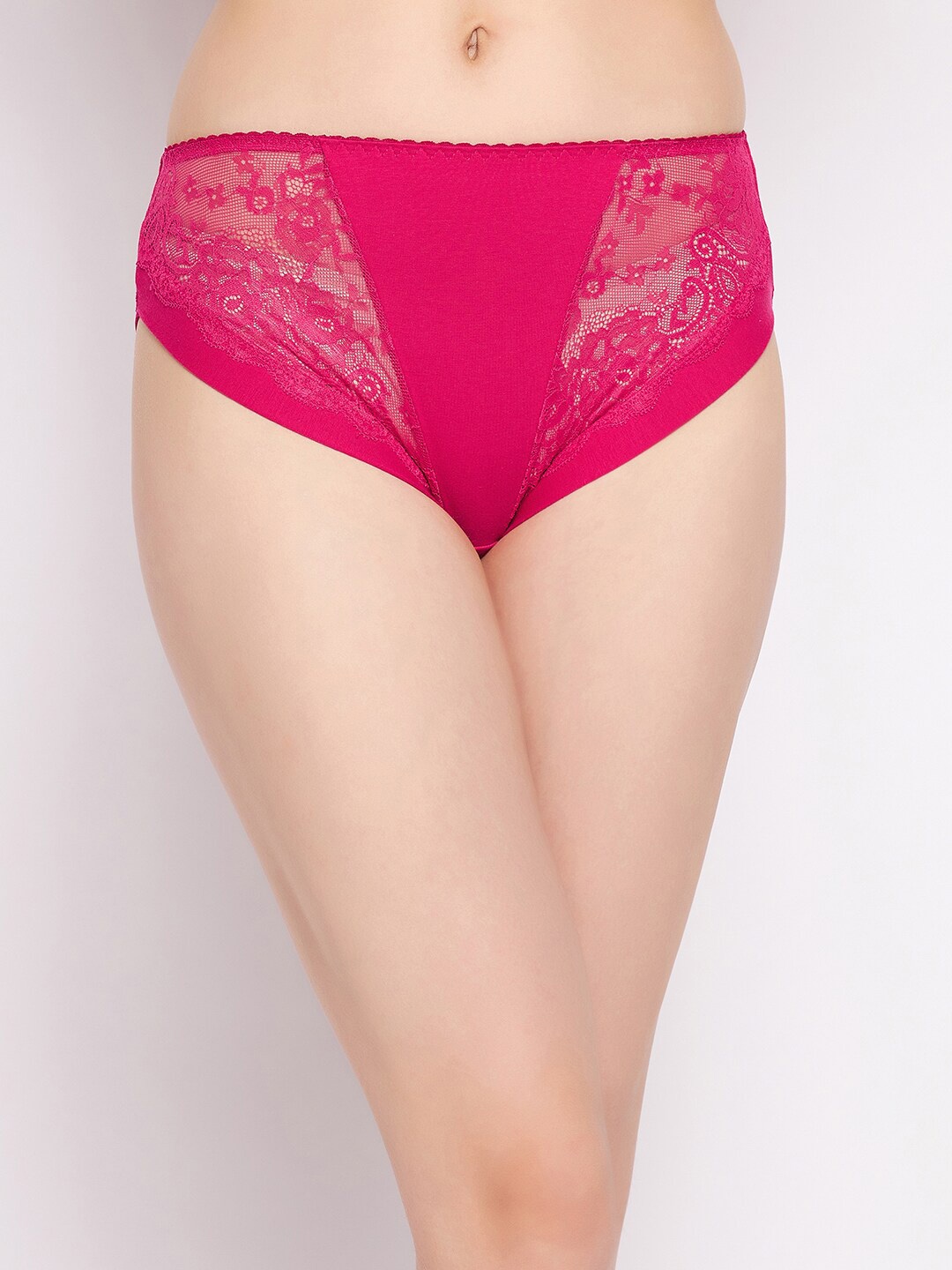 

Clovia Women Pink Self-Design Lace Hipster Briefs PN3541P143XL