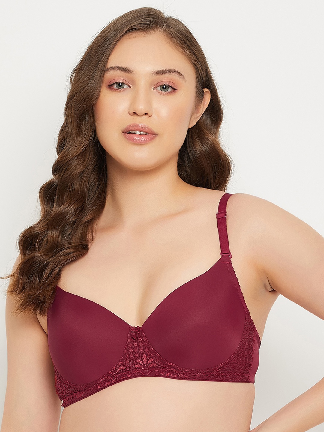 

Clovia Full Coverage Lightly Padded All Day Comfort Seamless T-shirt Bra, Maroon