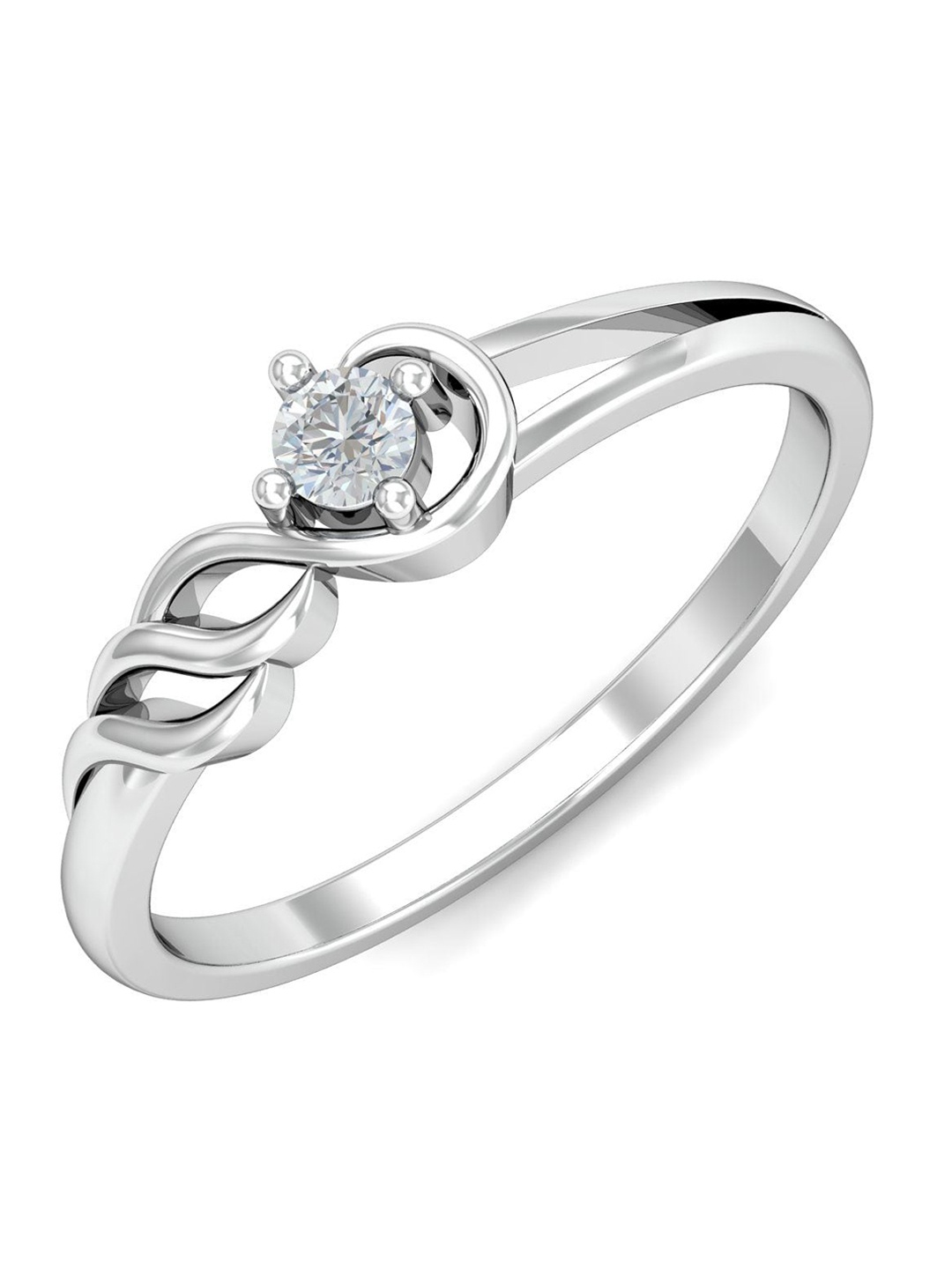 

KUBERBOX Nkechi 18KT White Gold Diamond Studded Ring-2.06gm, Silver