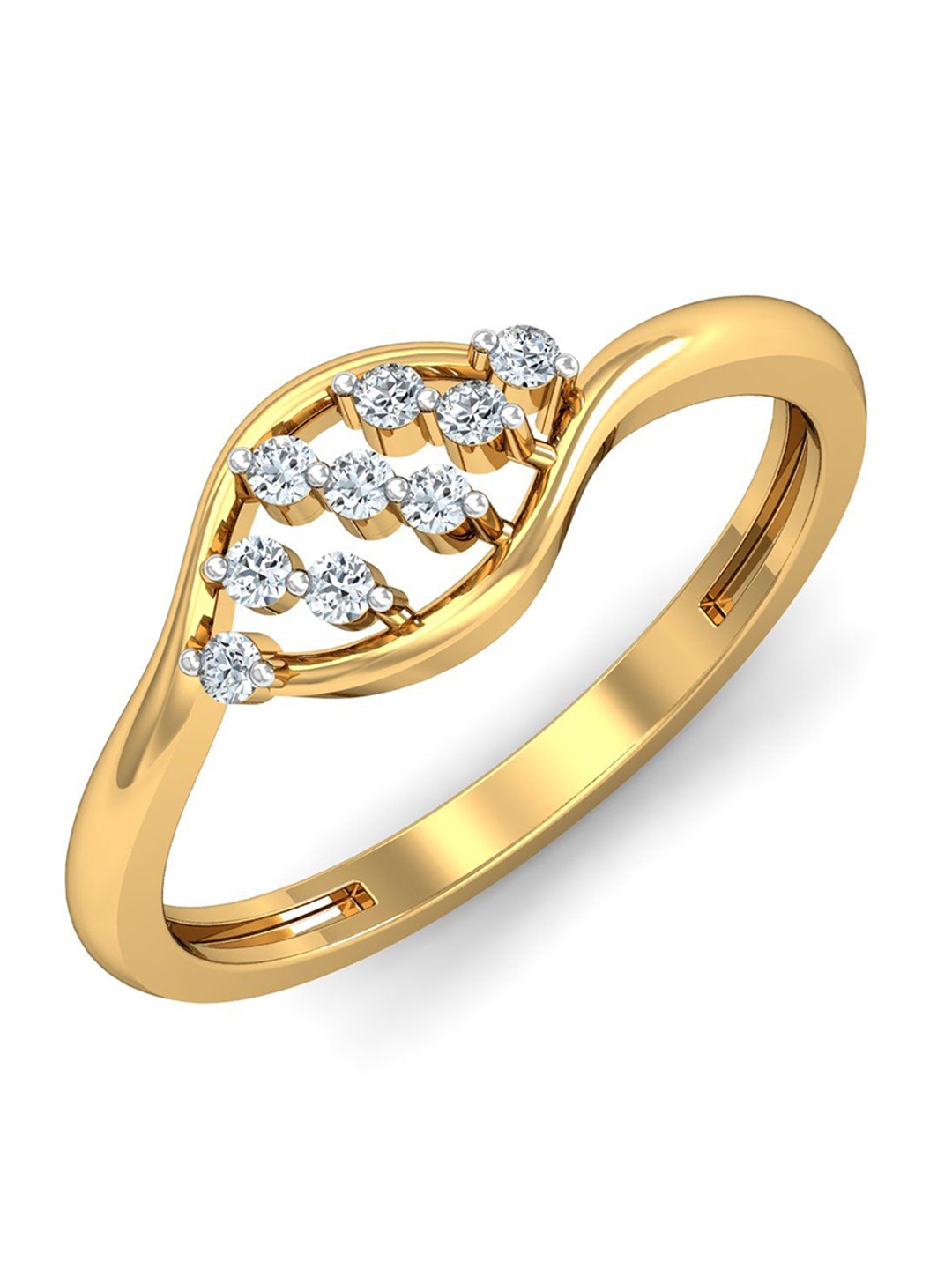 KUBERBOX Nishdih 18KT Gold Diamond Studded Ring-2.0gm
