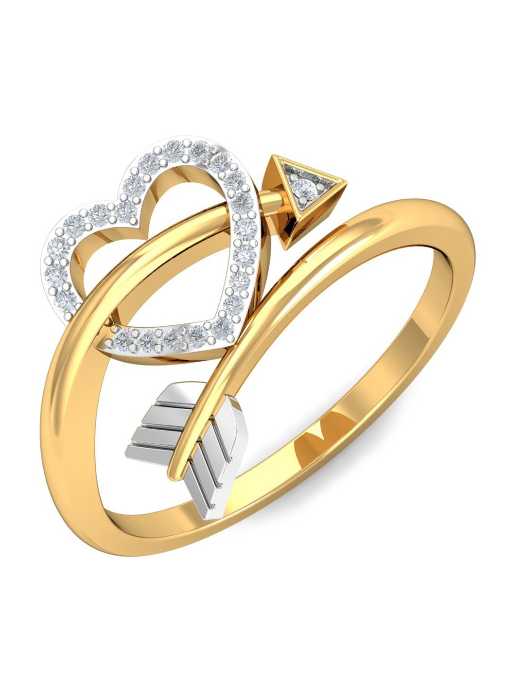 

KUBERBOX Taken Heart 18KT Gold Diamond Studded Ring-2.87gm