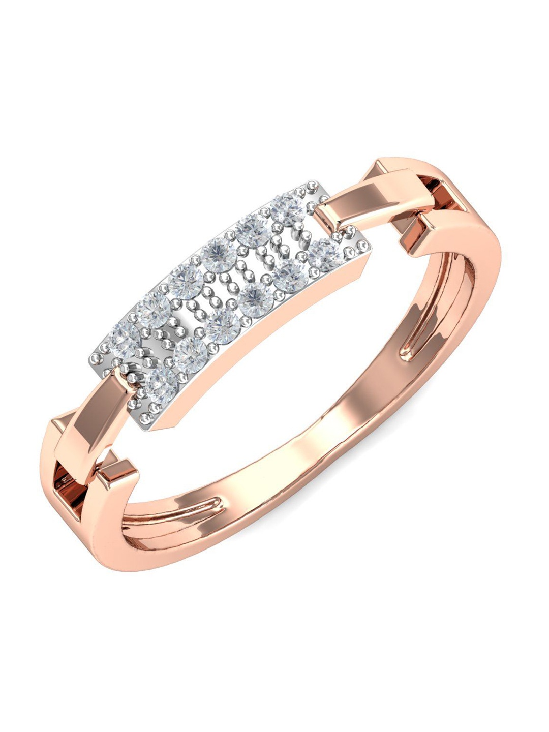 

KUBERBOX Ambar 18KT Rose Gold Diamond Studded Ring-2.21gm