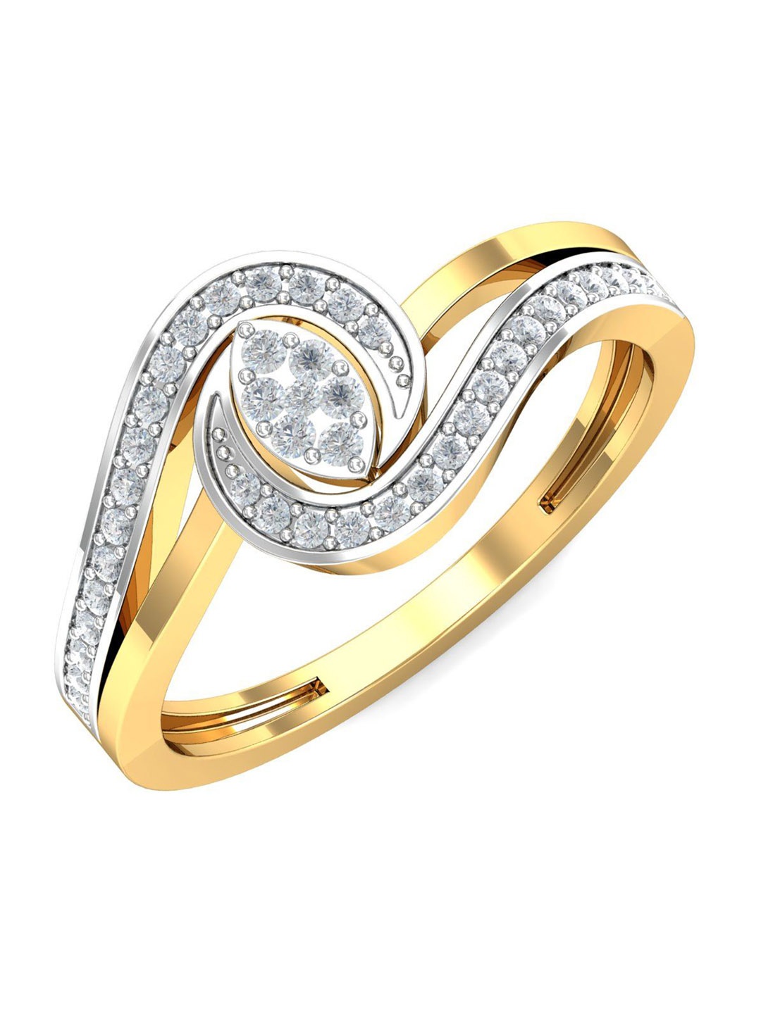 

KUBERBOX Joanna 18KT Gold Diamond Studded Ring-2.93gm