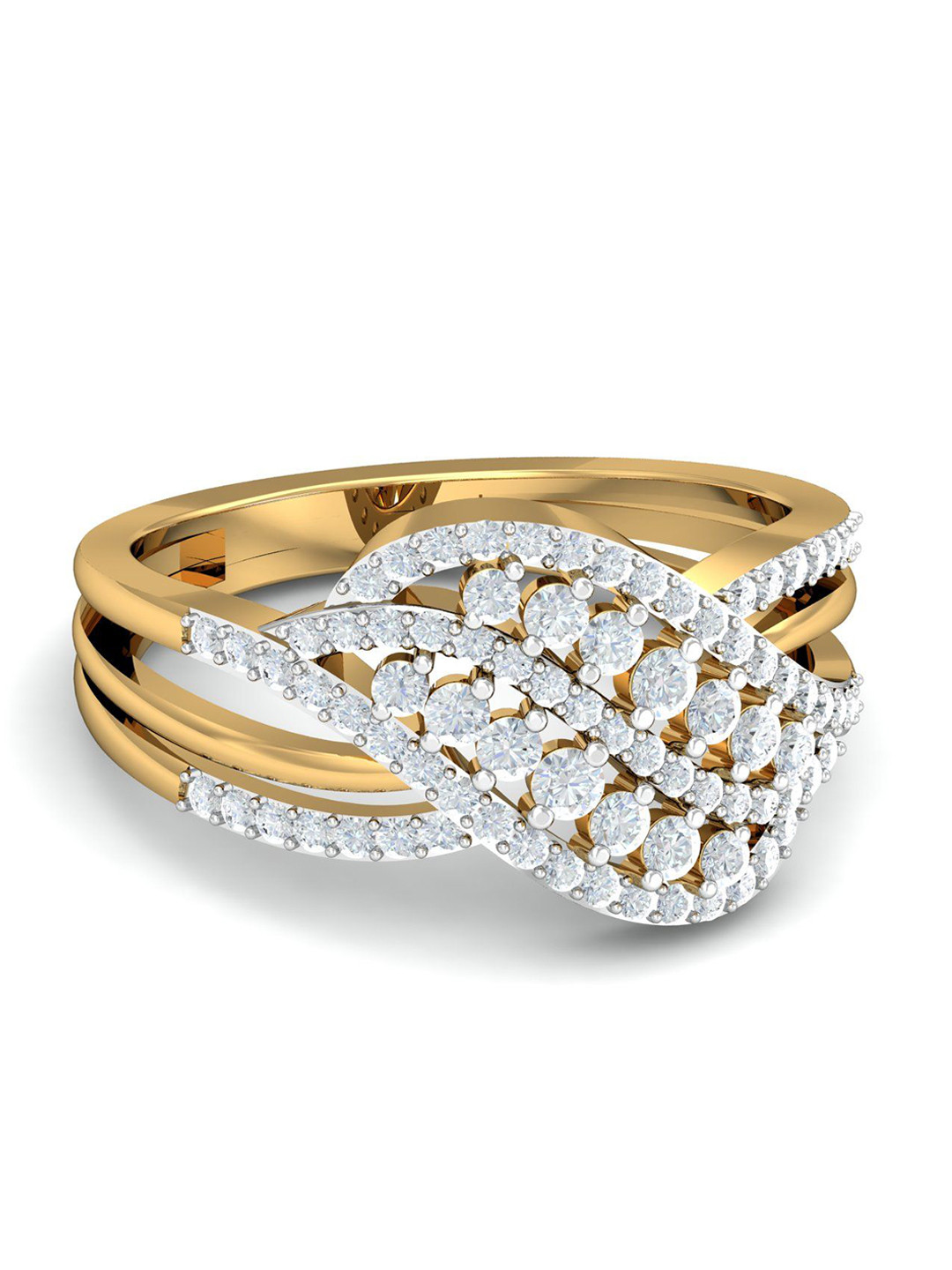 

KUBERBOX Nomusa 18KT Gold Diamond Studded Finger Ring- 4.73gm