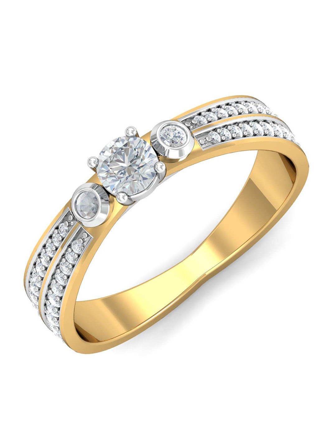 KUBERBOX Liz 3 18KT Gold Diamond-Studded Ring -3.48 gm