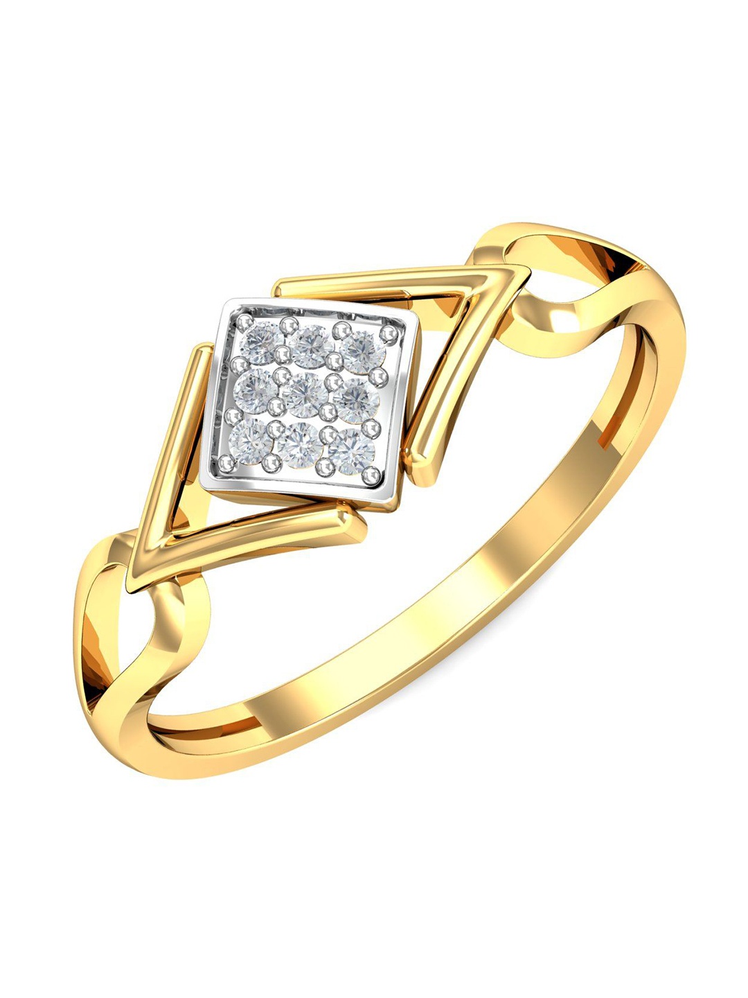 

KUBERBOX 18KT Jeanne's Quadrate Diamond-Studded Ring- 2.04gm, Gold