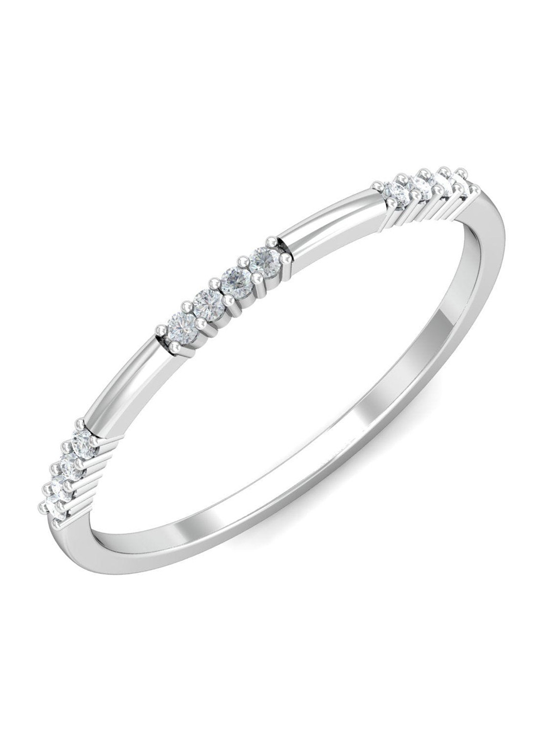 

KUBERBOX 18KT White Gold Diamond Studded Ring - 1.14 g, Silver