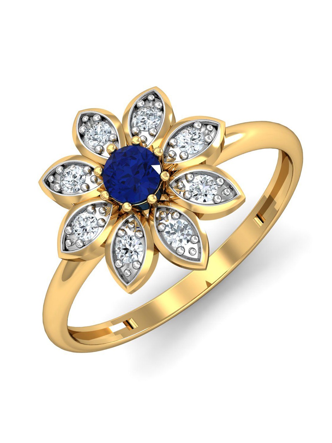 

KUBERBOX Tember 18 KT Gold Sapphire Diamond-Studded Ring-2.48gm