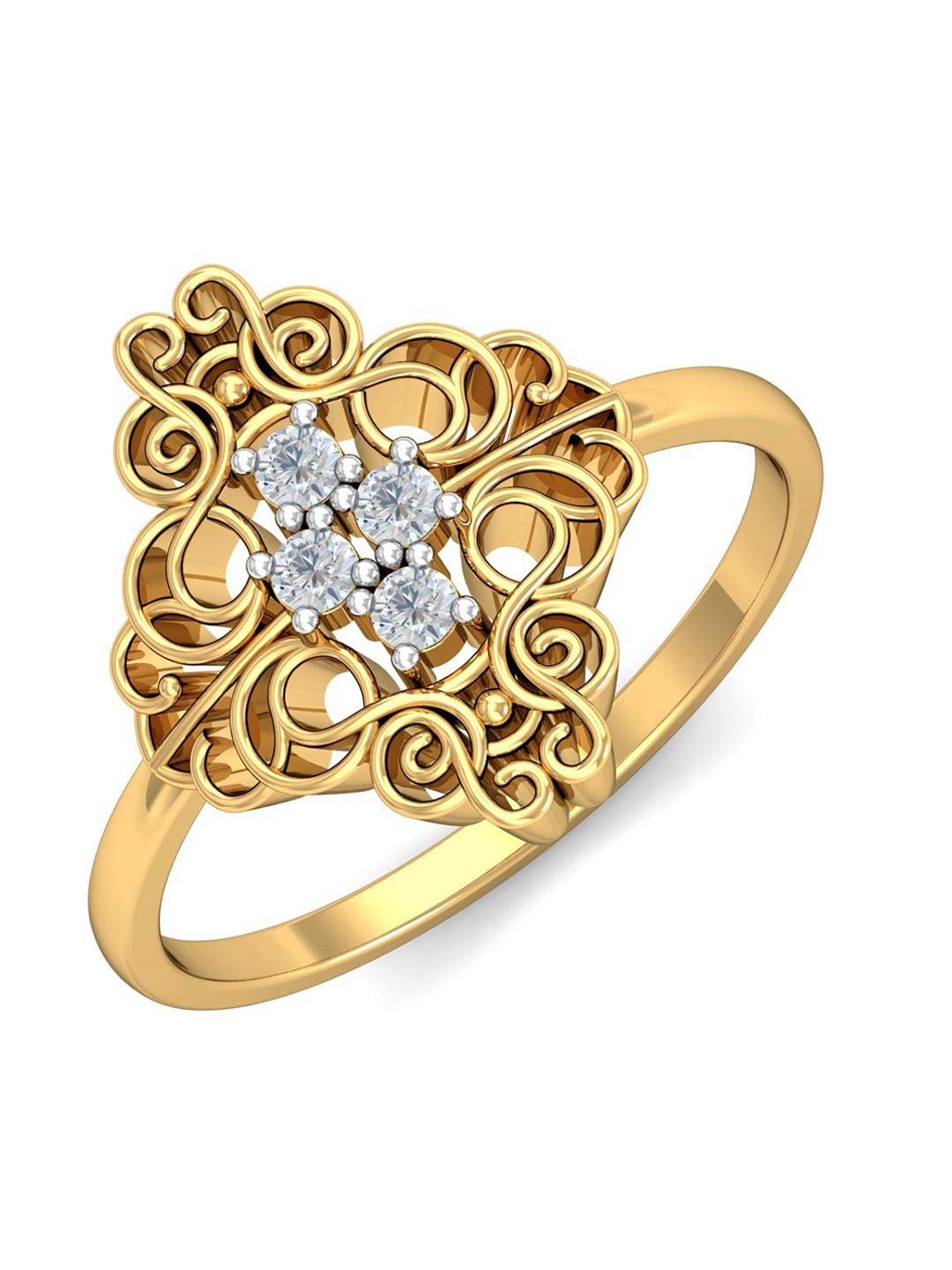 

KUBERBOX Cathenna 18KT Gold Diamond Studded Ring - 3.4 gm