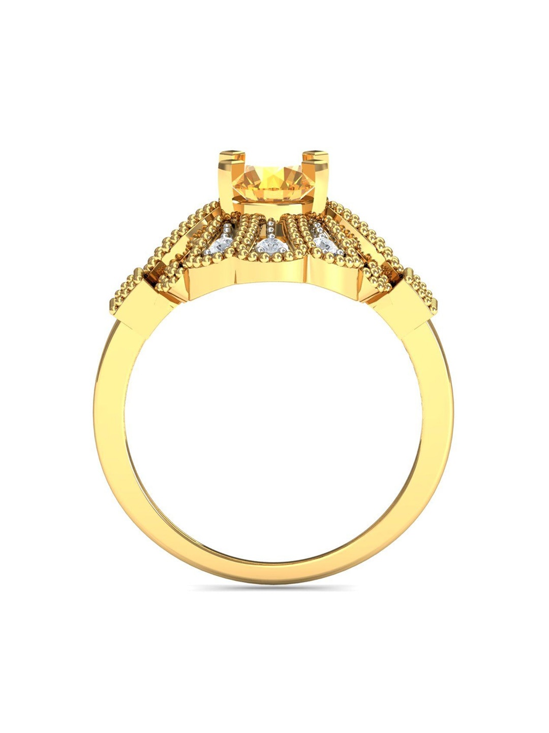 

KUBERBOX Zuria 18KT Gold Diamond Citrine Studded Finger Ring- 5.34gm