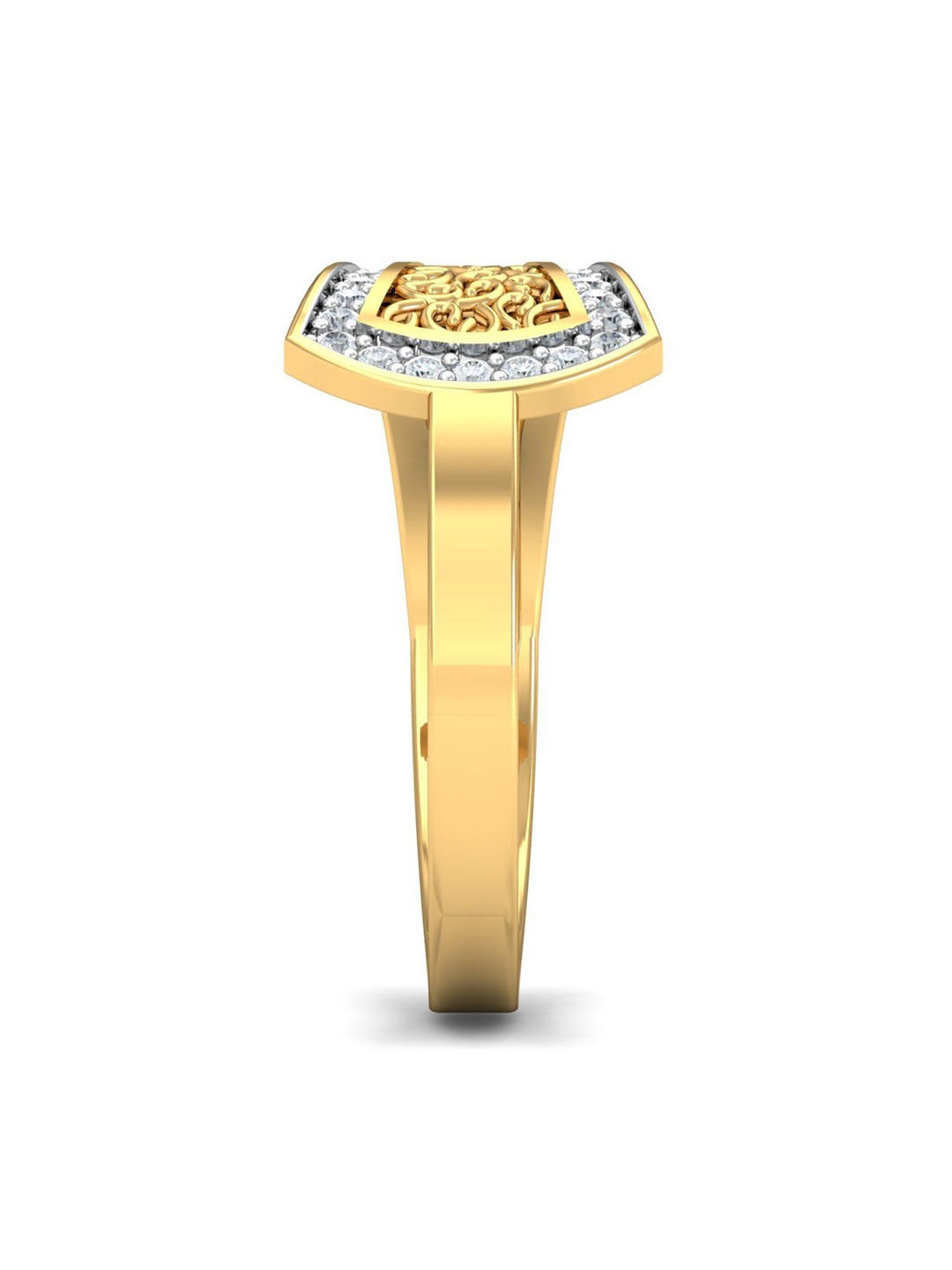 

KUBERBOX Adele Filigree 18KT Gold Diamond Studded Ring -2.36gm