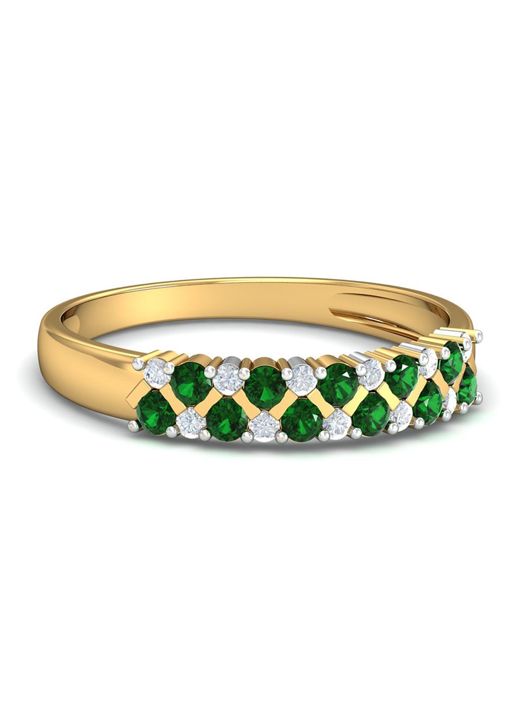 

KUBERBOX Nyura 18KT Gold Diamond Emerald Studded Finger Ring-2.13gm