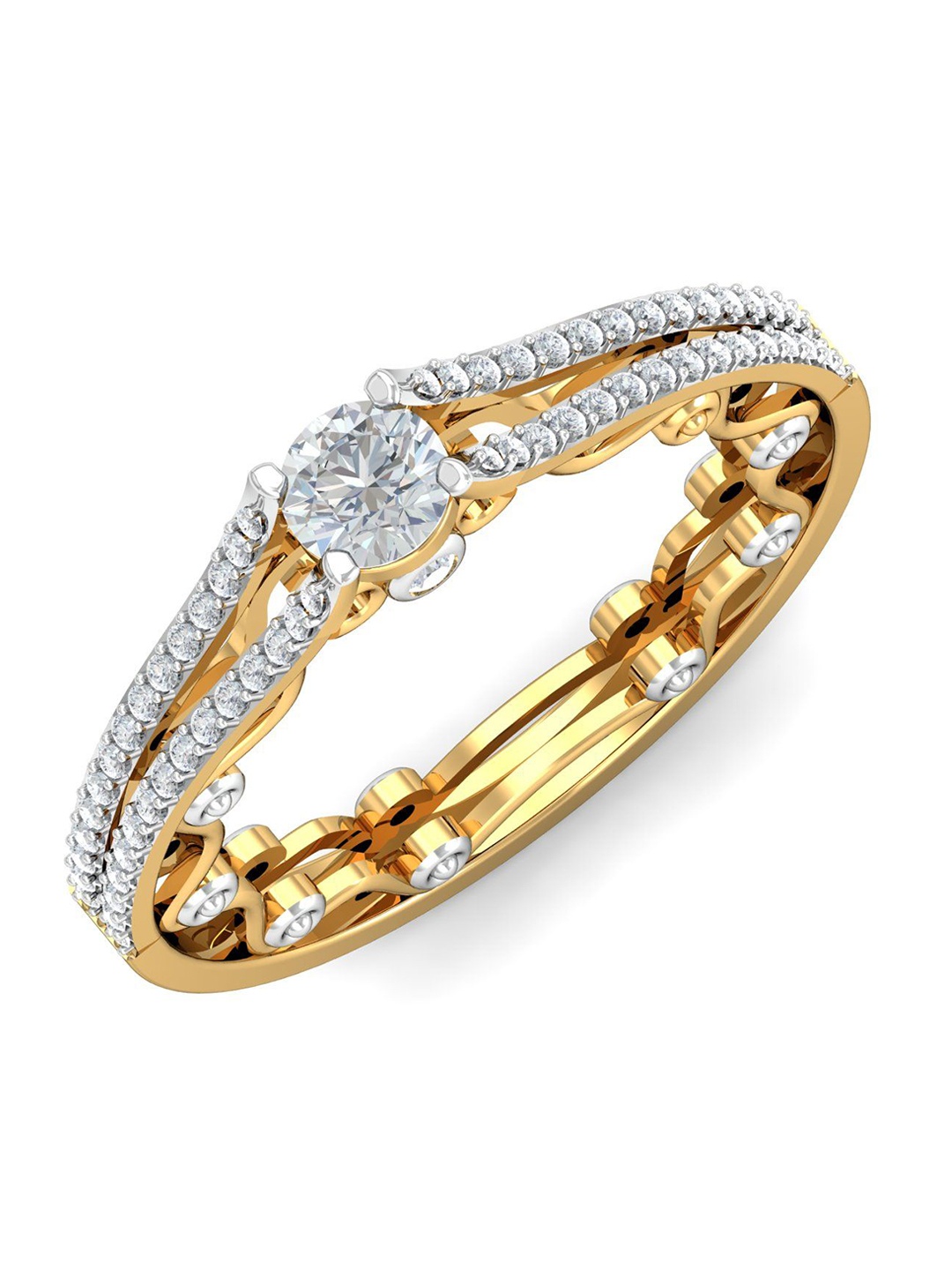 

KUBERBOX Mae Designer 18KT Gold Diamond-Studded Finger Ring-4.0gm