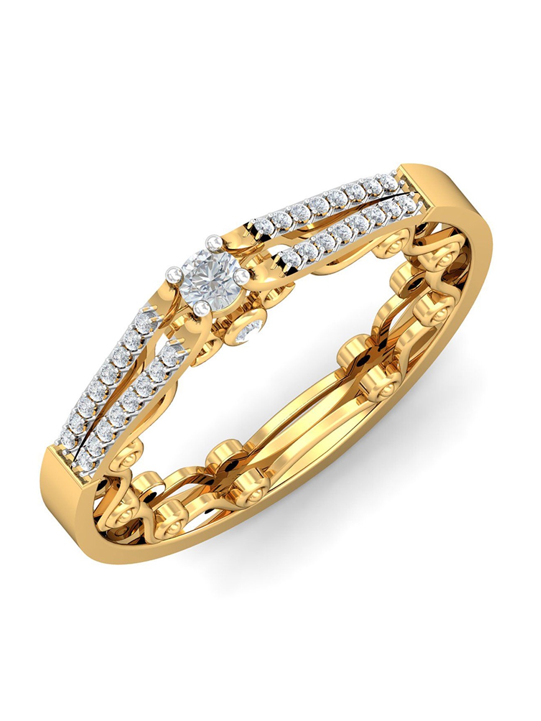 

KUBERBOX Georgine's Solitaire 18KT Gold Diamond-Studded Ring-3.25gm