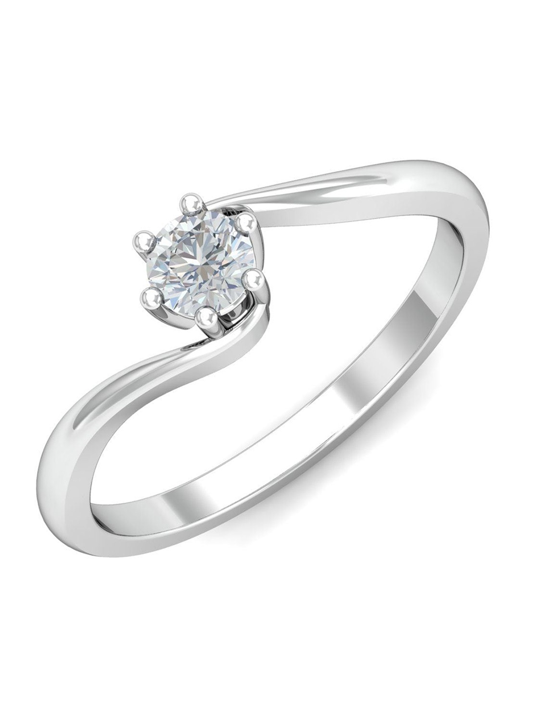 

KUBERBOX Nyala Solitaire 18KT White Gold Diamond-Studded Ring-2.45gm, Silver