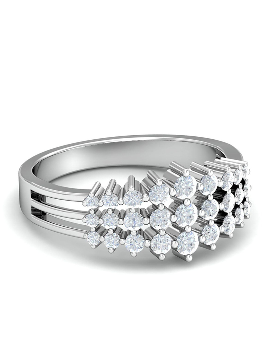 

KUBERBOX Folami Enchanted 18KT White Gold Diamond-Studded Ring-4.56gm, Silver