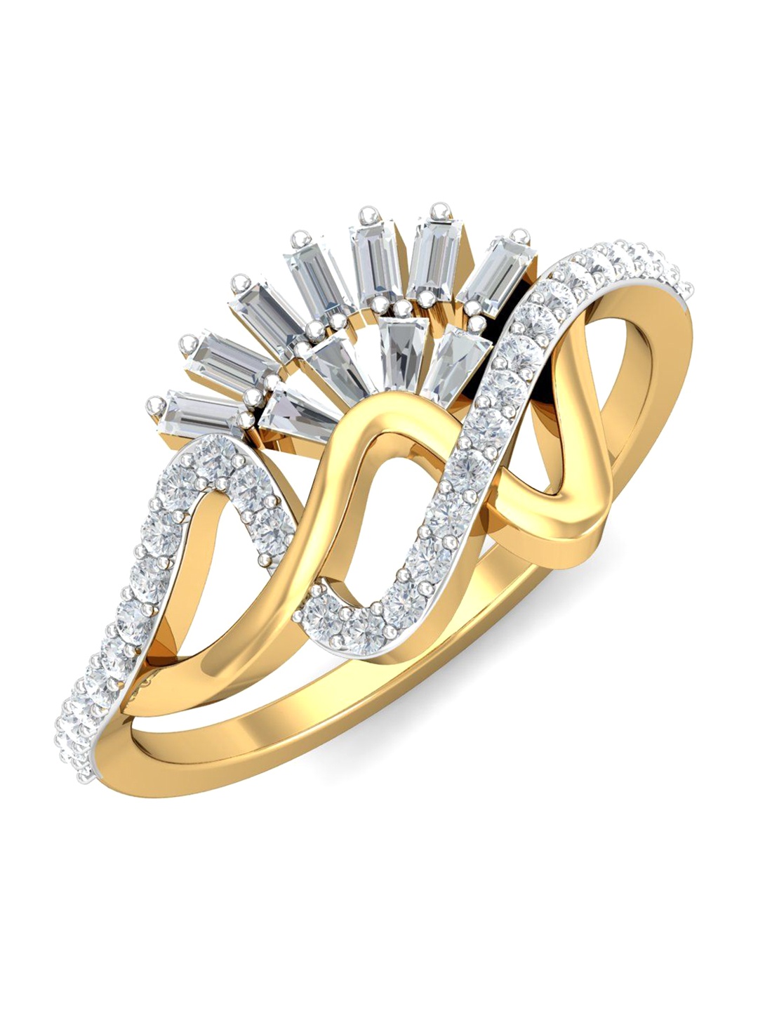 

KUBERBOX 18 KT Gold Imani Baguette Ring Diamond - 3.53 gm