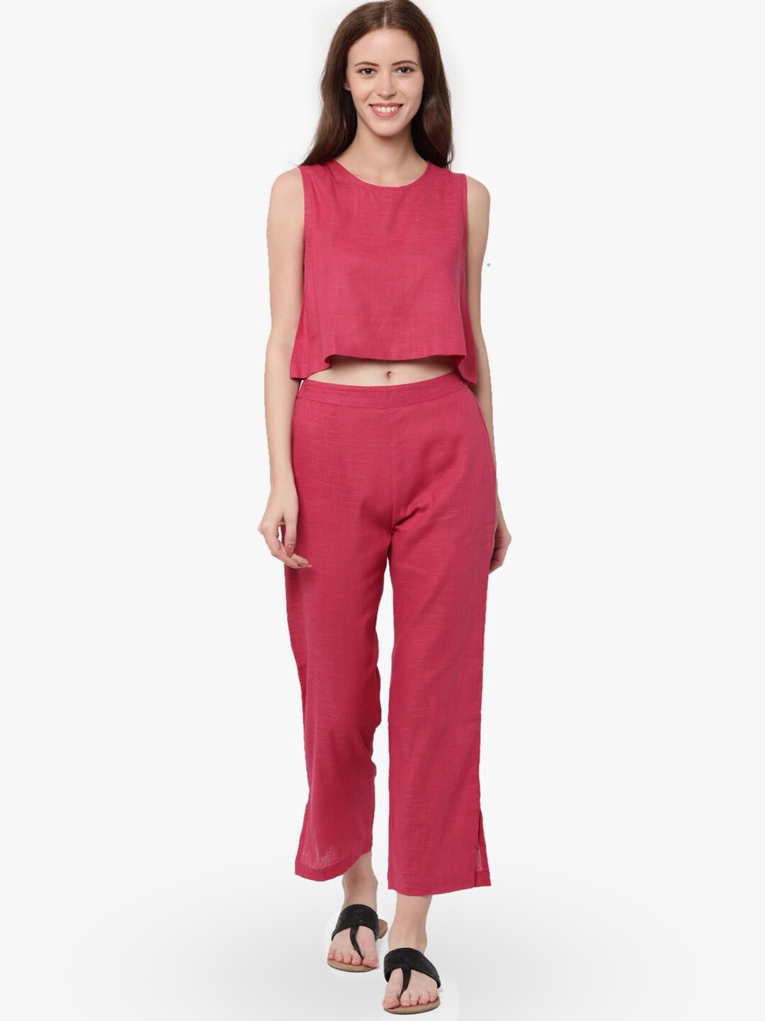 

UNTUNG Pure Cotton Top & Trouser Co-Ords Set, Pink