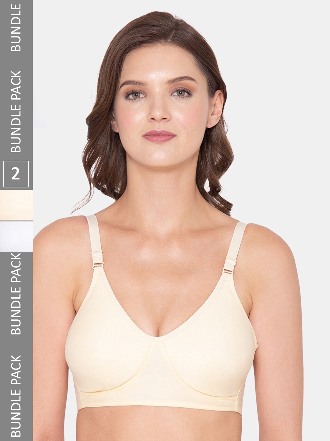 

Souminie Pack of 2 Non-Padded Everyday Full Coverage Bra, Beige