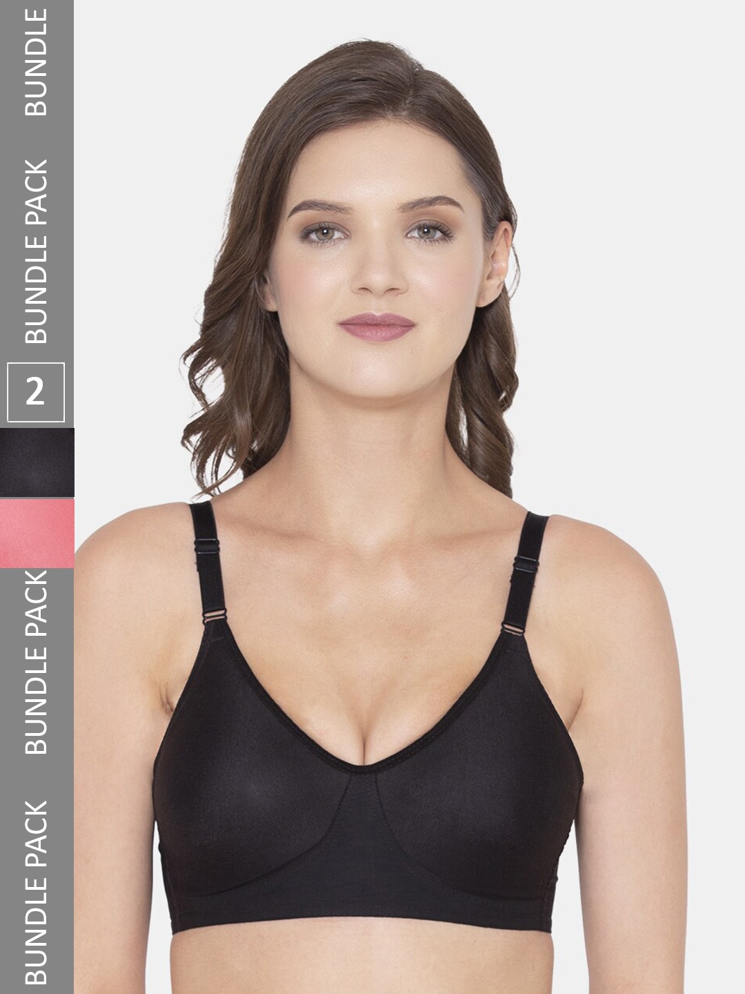 

Souminie Pack Of 2 Full Coverage Non Padded Seamless Cotton Everyday Bra, Black