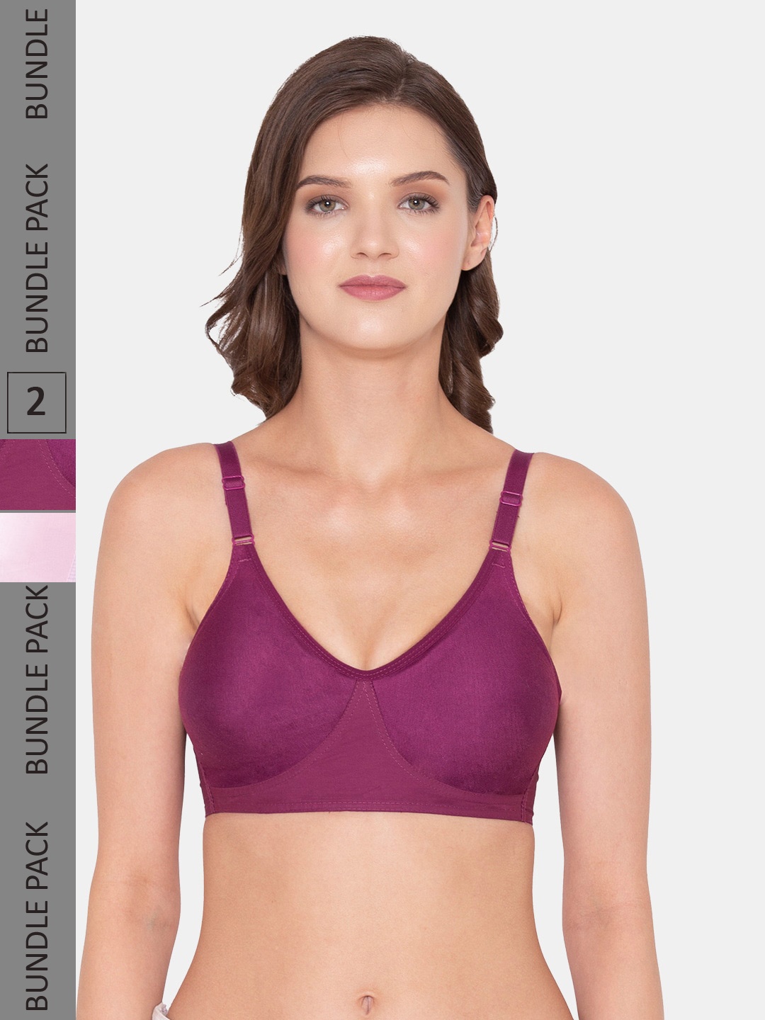 

Souminie Pack of 2 Non-Padded Everyday Full Coverage Bra, Magenta