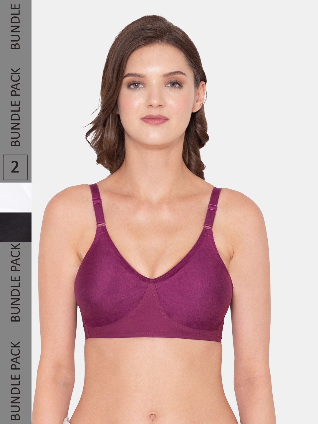 

Souminie Pack of 2 All Day Comfort Full Coverage Bra SS-901-WH-BLK-2PC_NS, White