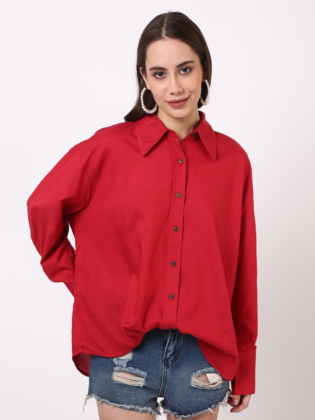 

UNTUNG Classic Casual Oversize Shirt, Red