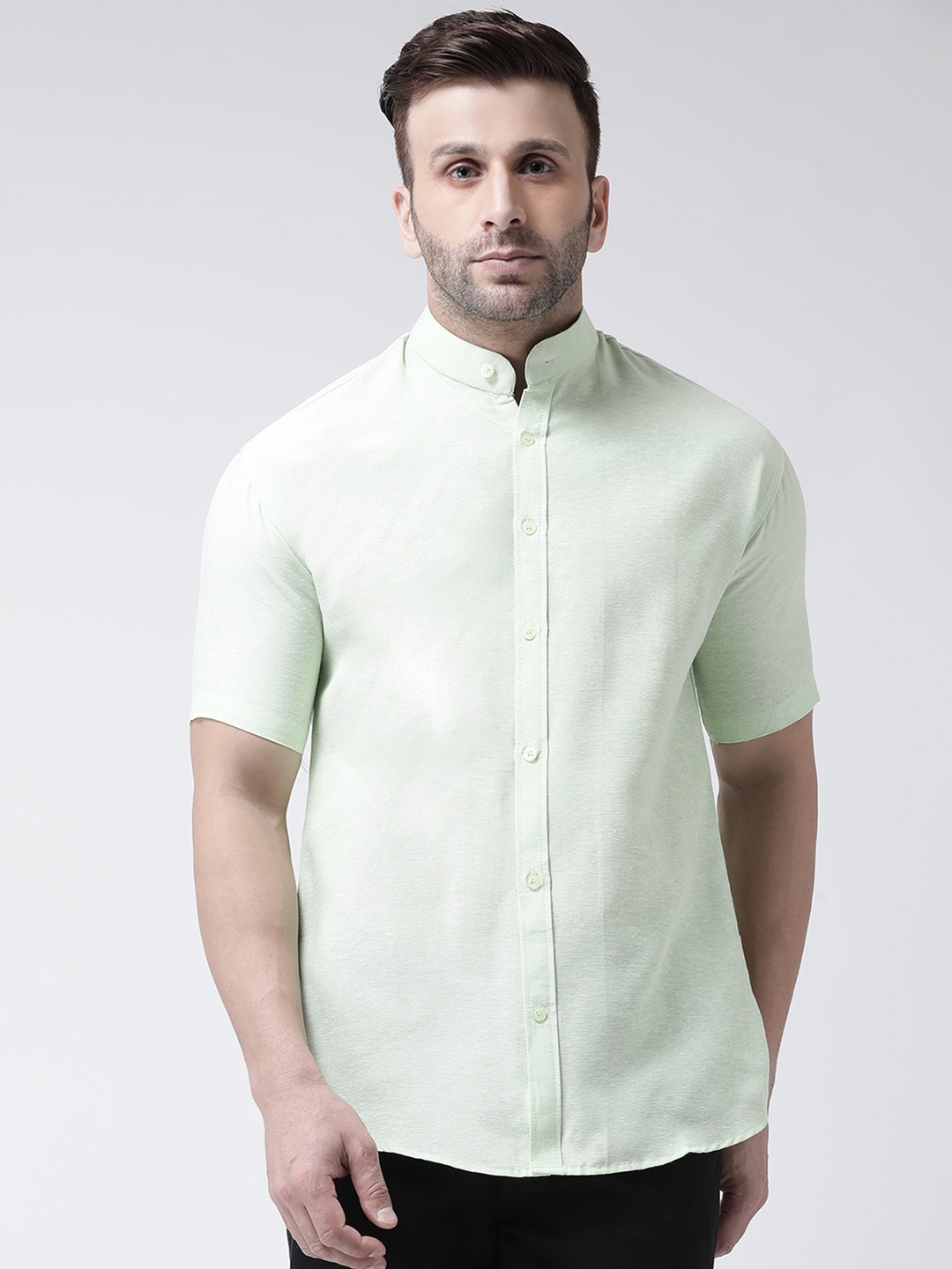 

RIAG Men Mandarin Collar Comfort Cotton Casual Shirt, Green