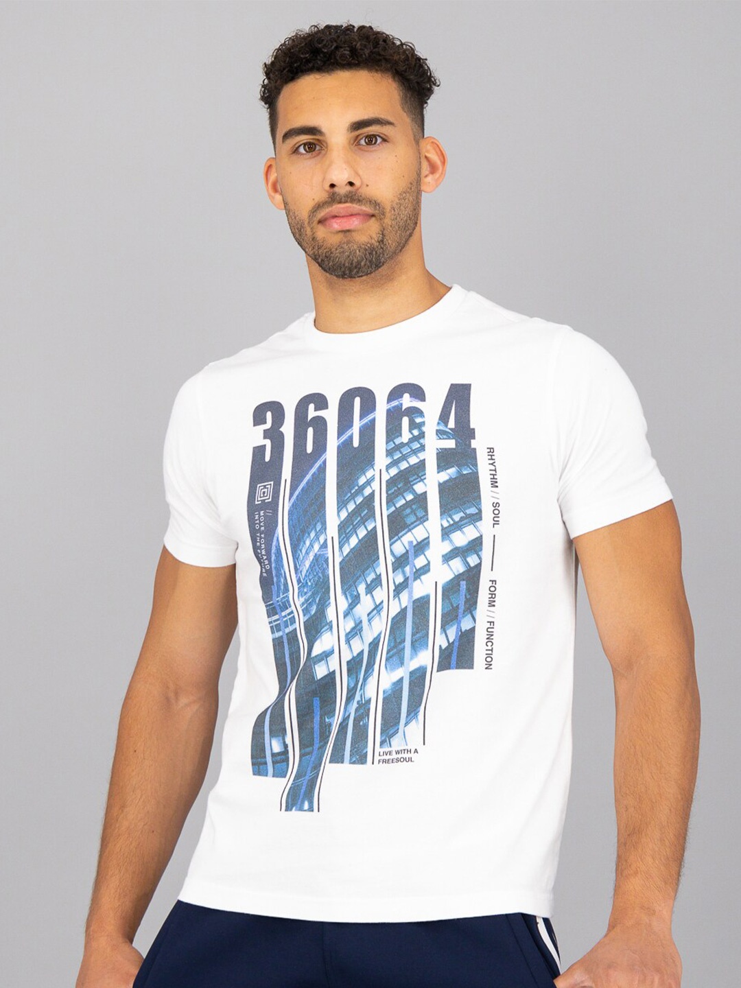 

FREESOUL Men Printed Pure Cotton T-shirt, White