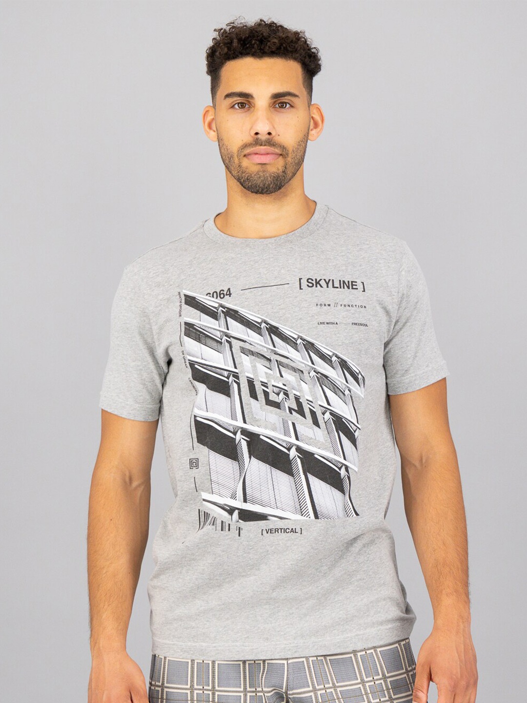 

FREESOUL Men Graphic Printed T-shirt, Grey