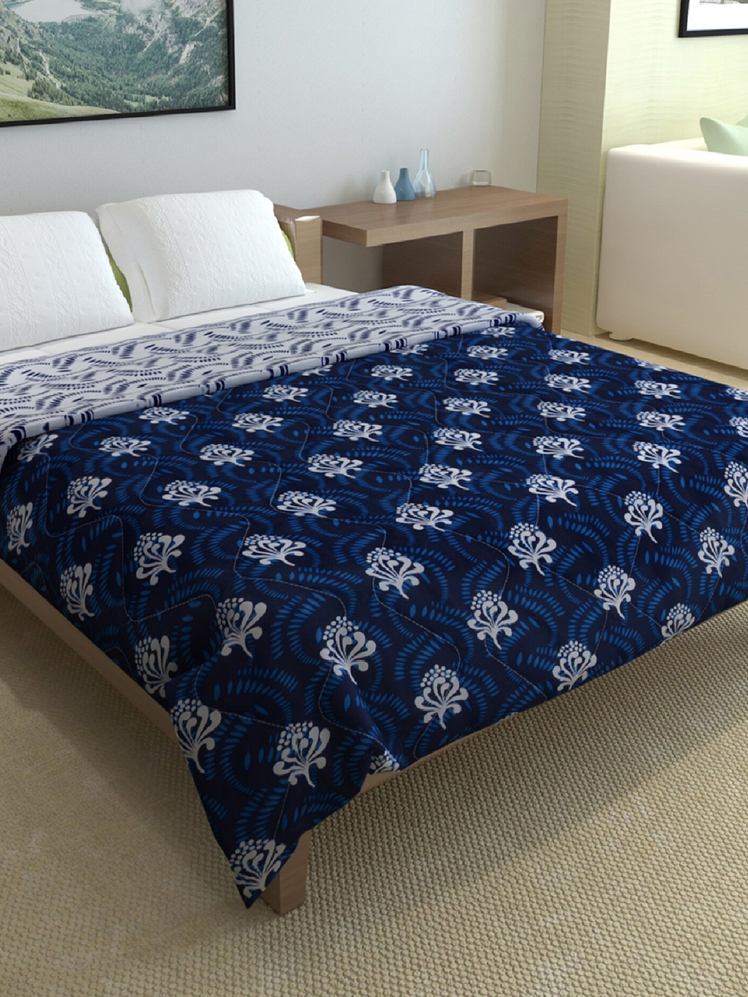 

Divine Casa Soft Crocus AC Room 150 GSM Reversible Double Bed Comforter, Blue