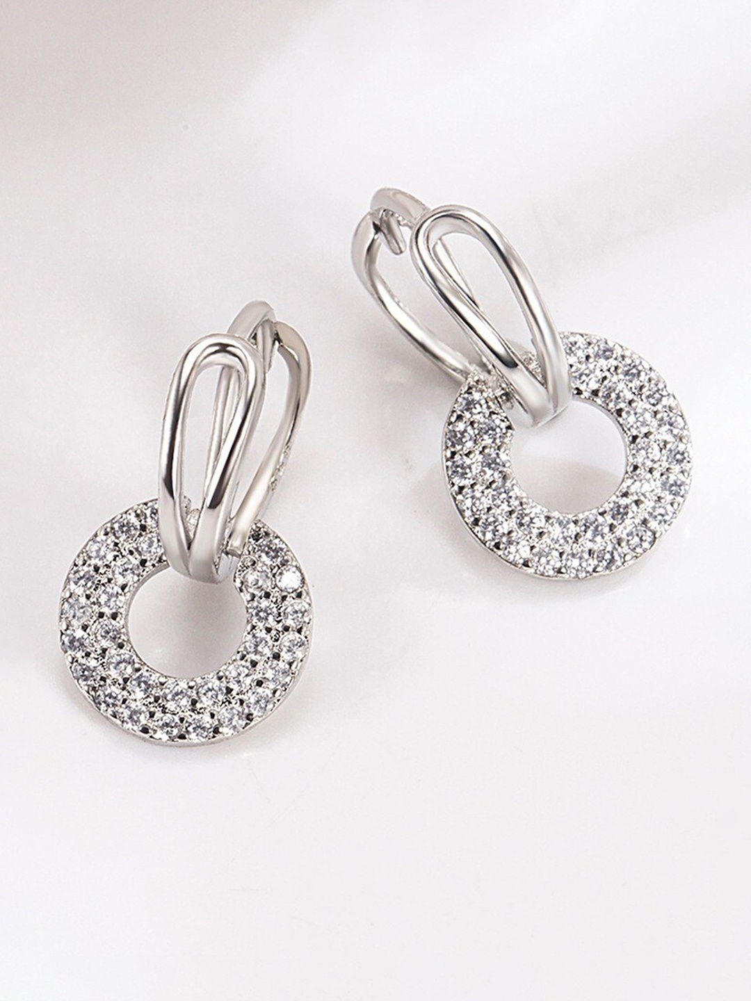 

MYKI Silver-Plated Contemporary Drop Earrings