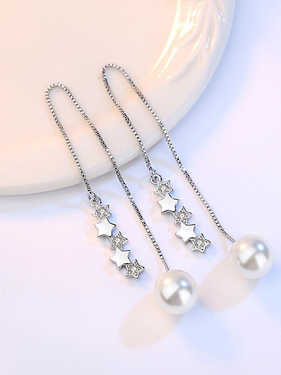 

MYKI Silver-Plated Contemporary Drop Earrings