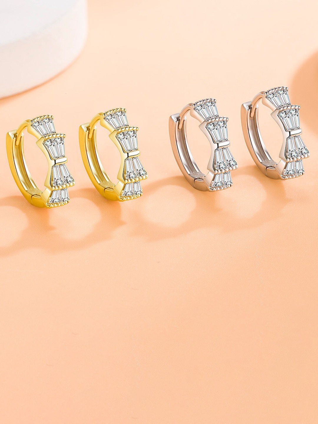 

MYKI Gold-Plated CZ Studded Contemporary Hoop Earrings