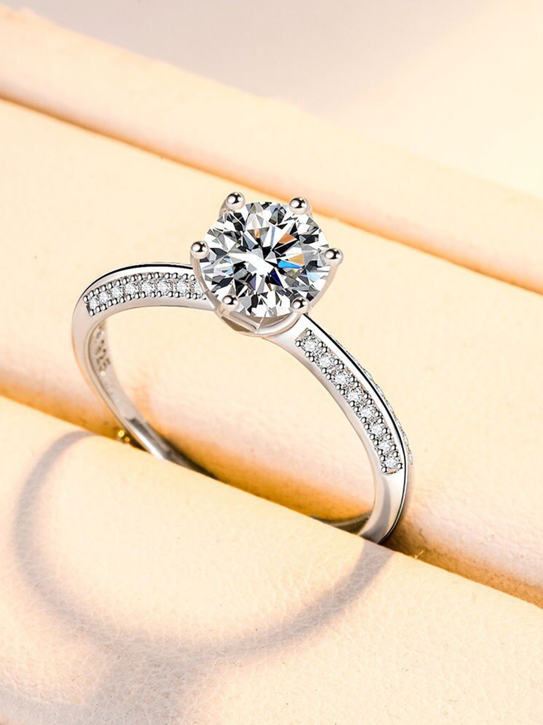 

MYKI Silver-Plated & CZ-Studded Adjustable Finger Ring