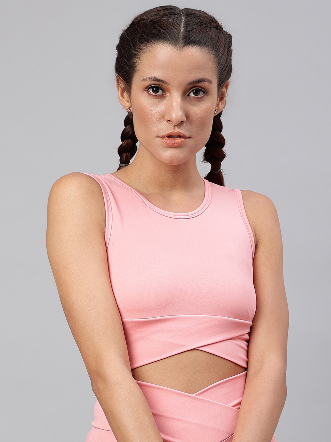 

Pritla Round Neck Sleeveless Fitted Crop Top, Pink