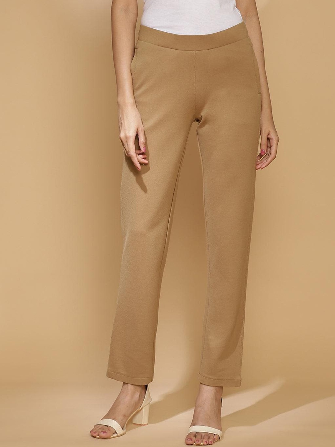 

Lakshita Women Smart Skinny Fit Easy Wash Trousers, Beige
