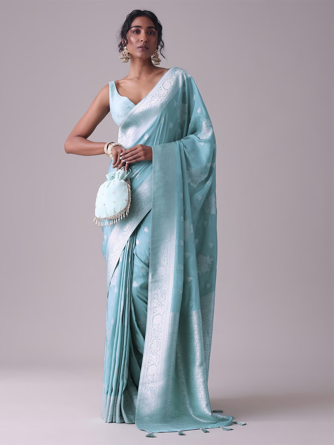 

KALKI Fashion Floral Woven Design Zari Saree, Blue