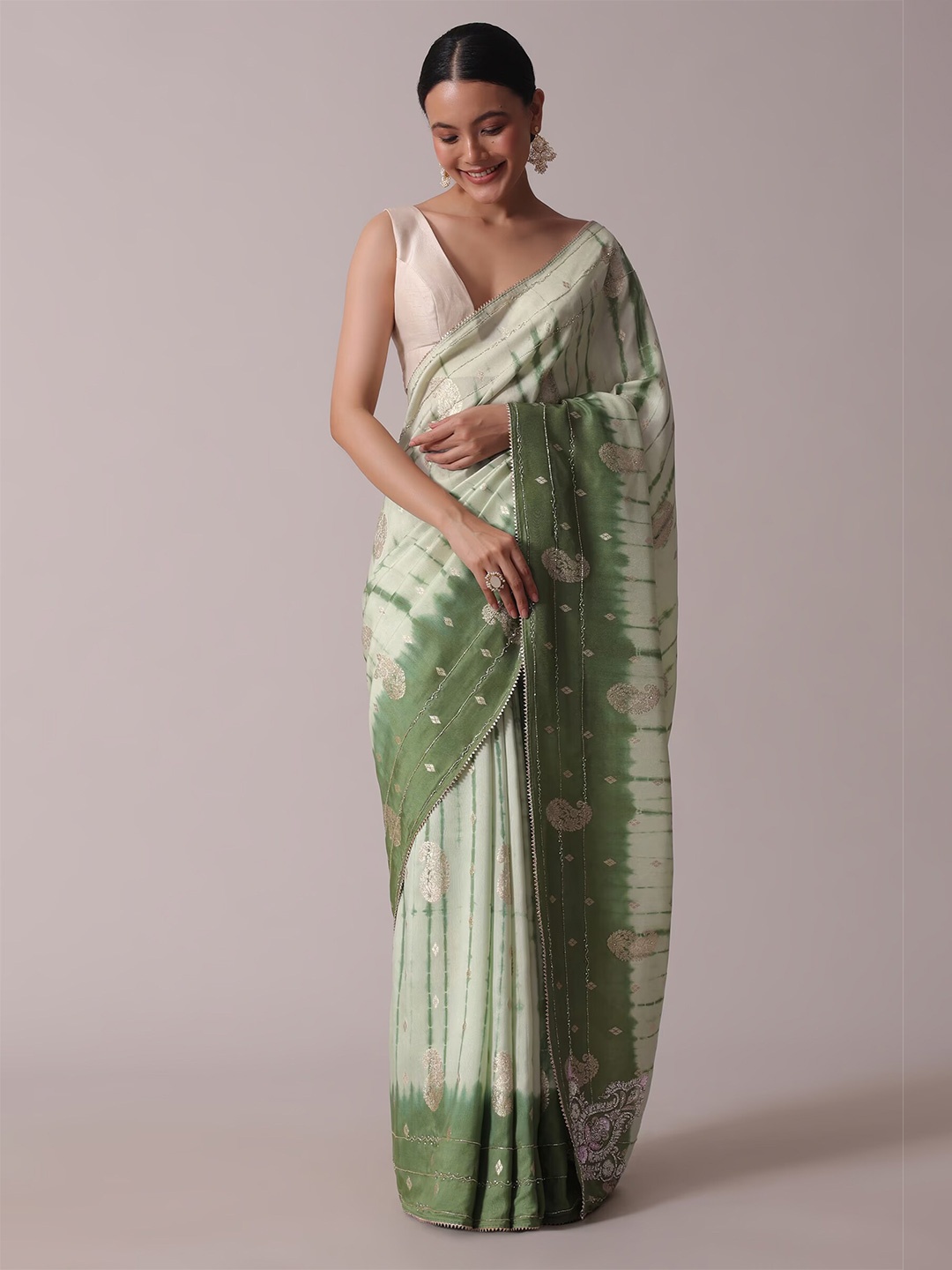 

KALKI Fashion Ethnic Motifs Woven Design Saree, Green