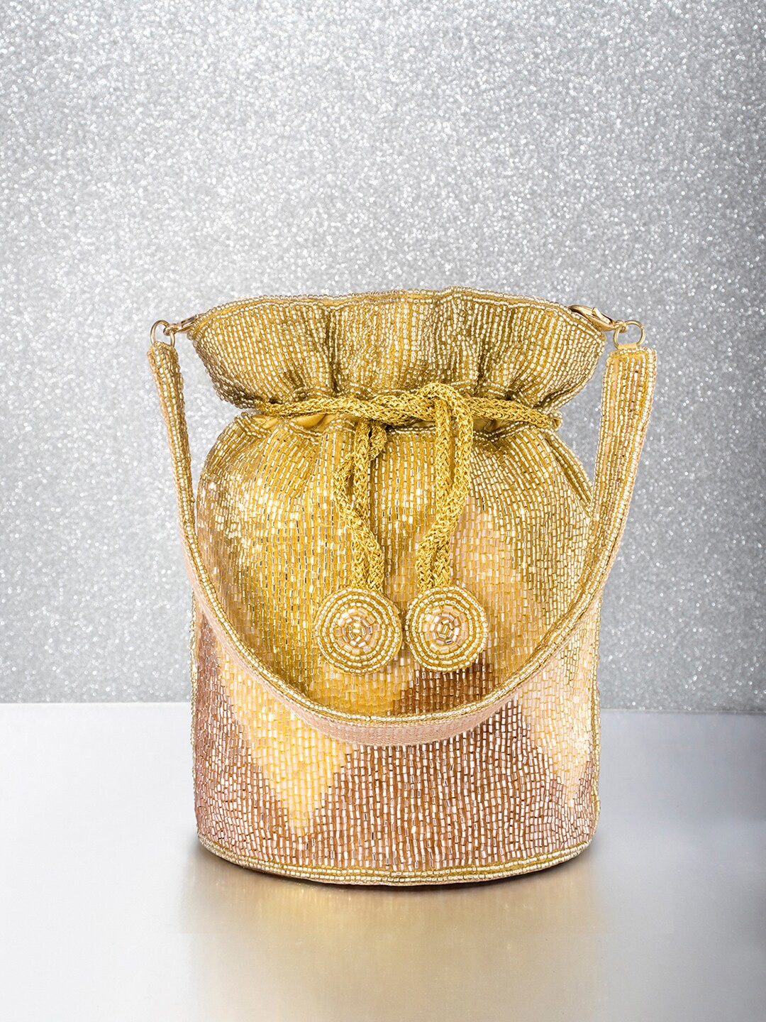 

Peora Embellished Potli, Gold