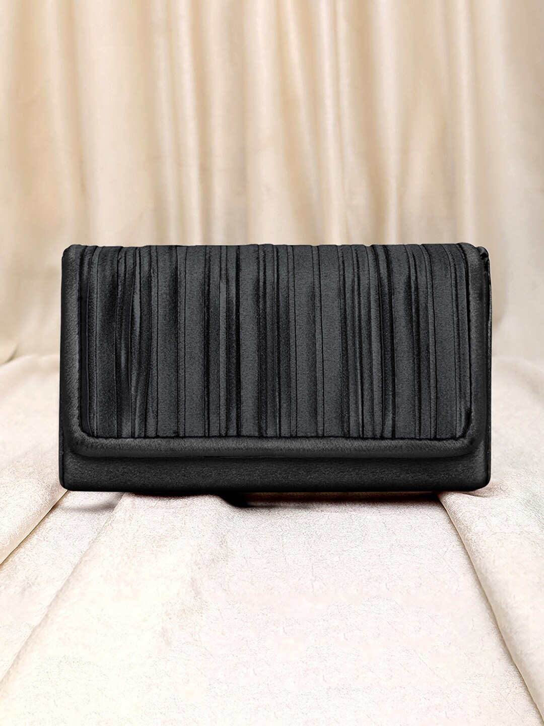 

Peora Striped Purse Clutch, Black
