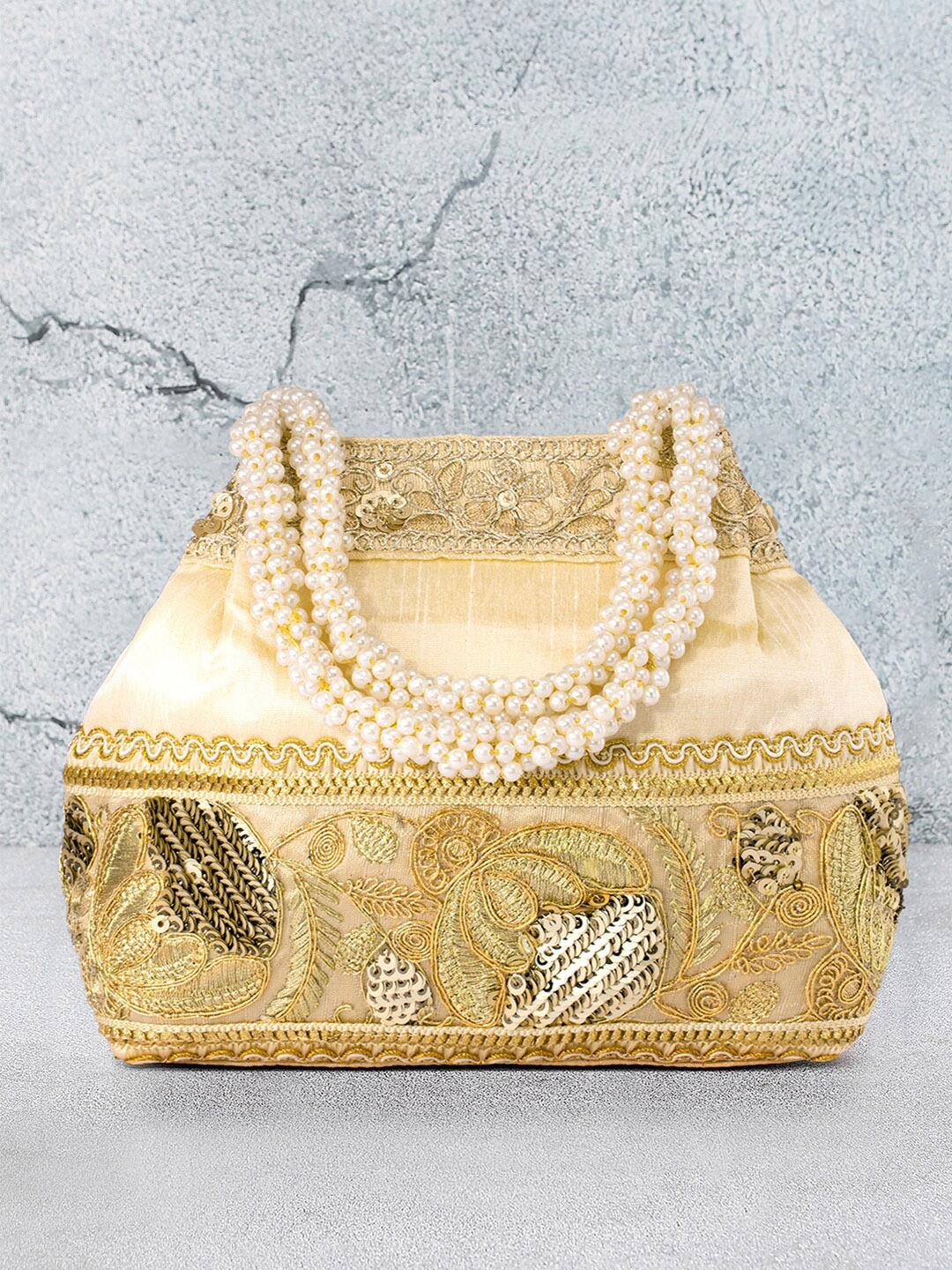 

Peora Embroidered Potli, Cream