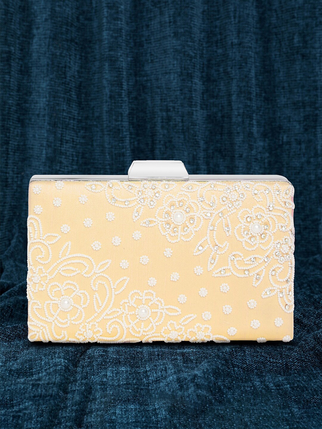 

Peora Embellished Box Clutch, Cream